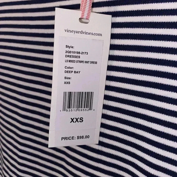 Vineyard Vines Mixed Stripe Knit Dress Longsleeve XXS NWT - Picture 3 of 4
